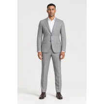 Costume Gris Clair Flanelle Uni — porté face — sur mesure — Costume Privé Paris