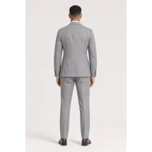Costume Gris Clair Flanelle Uni — vue de dos porté