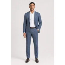 Blazer Bleu Clair Tweed Eté — porté décontracté veste ouverte