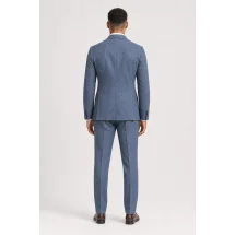 Blazer Bleu Clair Tweed Eté — vue de dos porté