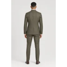 Costume croisé vert kaki foncé — vue de dos porté