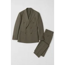Costume croisé vert kaki foncé — packshot ensemble