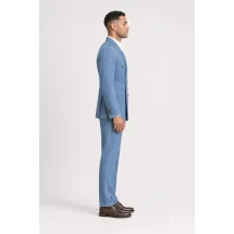 Blazer Croisé bleu denim — vue profil porté