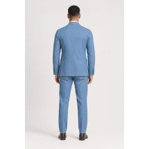 Blazer Croisé bleu denim — vue de dos porté