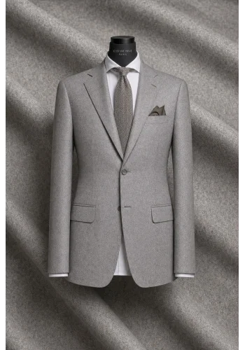 Costume Gris Clair Flanelle Uni — sur mesure — Costume Privé Paris