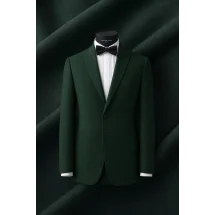 Smoking croisé 1 bouton col châle vert foncé — sur mesure — Costume Privé Paris