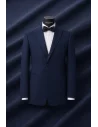 Smoking croisé 1 bouton col châle bleu — sur mesure — Costume Privé Paris