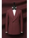 Smoking croisé 2 boutons col châle bordeaux — sur mesure — Costume Privé Paris
