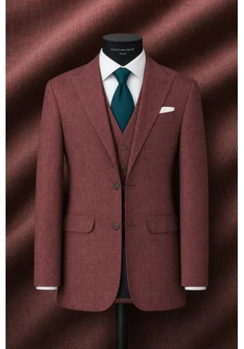 Costume de mariage bordeaux champêtre - élégance nature pour votre grand jour. — sur mesure — Costume Privé Paris