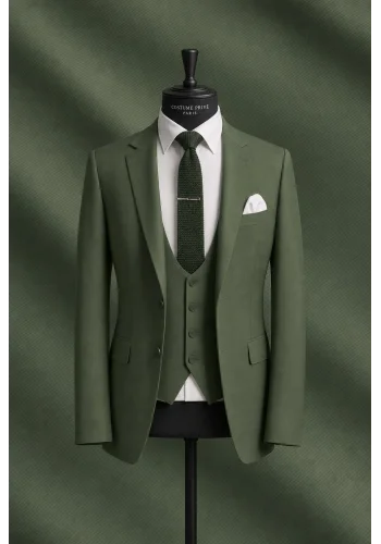 Costume mariage vert olive clair — sur mesure — Costume Privé Paris