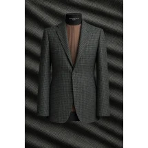 Blazer vert pied de coq automne — sur mesure — Costume Privé Paris