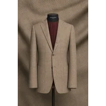 Veste beige prince de Galles automne — sur mesure — Costume Privé Paris