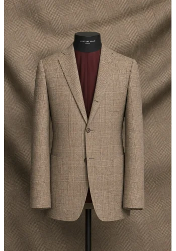 Veste beige prince de Galles automne — sur mesure — Costume Privé Paris