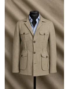 Veste saharienne lin beige sable