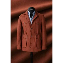 Veste saharienne lin terracotta — sur mesure — Costume Privé Paris