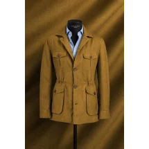 Veste saharienne lin ocre — sur mesure — Costume Privé Paris