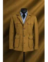 Veste saharienne lin ocre — sur mesure — Costume Privé Paris