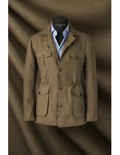 Veste saharienne lin vert kaki