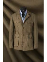 Veste saharienne lin vert kaki — sur mesure — Costume Privé Paris