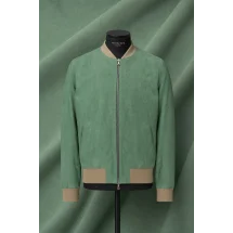 Blouson nubuck vert tendre MA1 Steve - Style et confort pour hommes. — sur mesure — Costume Privé Paris