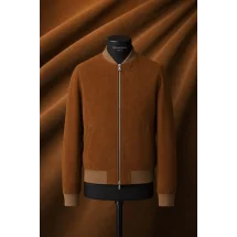 Blouson nubuck marron cognac MA1 Steve - Style et confort pour hommes. — sur mesure — Costume Privé Paris
