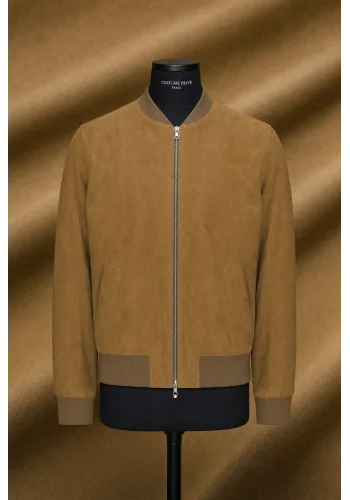 Blouson nubuck camel MA1 Steve — sur mesure — Costume Privé Paris