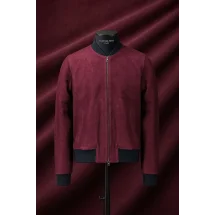 Blouson nubuck rouge foncé MA1 Steve — sur mesure — Costume Privé Paris