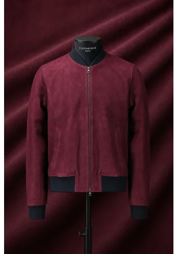 Blouson nubuck rouge foncé MA1 Steve — sur mesure — Costume Privé Paris