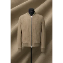 Blouson nubuck beige sable MA1 Steve — sur mesure — Costume Privé Paris