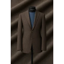 Veste marron brun nattée — sur mesure — Costume Privé Paris