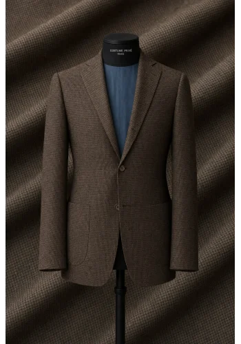 Veste marron brun nattée — sur mesure — Costume Privé Paris