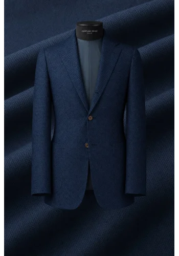Veste bleu foncé nattée — sur mesure — Costume Privé Paris