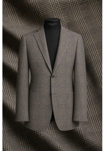 Veste grise prince de Galles tweed été — sur mesure — Costume Privé Paris