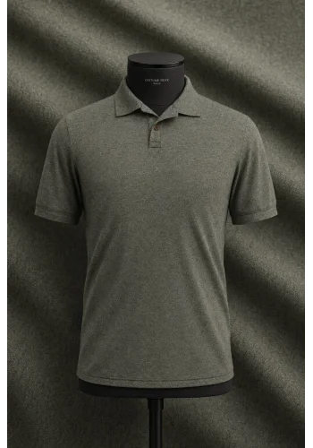 Pull polo manche courte vert olive — sur mesure — Costume Privé Paris