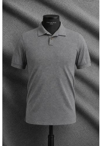 Pull polo manche courte gris — sur mesure — Costume Privé Paris