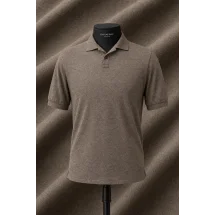 Pull polo manche courte brun — sur mesure — Costume Privé Paris