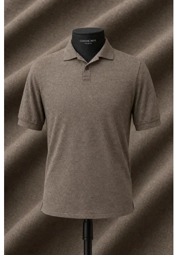 Pull polo manche courte brun — sur mesure — Costume Privé Paris