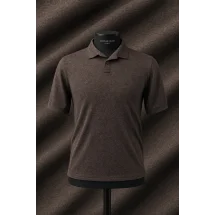 Pull polo manche courte marron — sur mesure — Costume Privé Paris