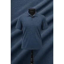Pull polo manche courte bleu indigo — sur mesure — Costume Privé Paris
