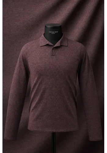 Pull polo manche courte bordeaux — sur mesure — Costume Privé Paris
