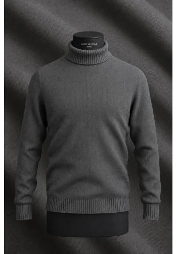 Pull col roulé gris — sur mesure — Costume Privé Paris