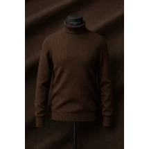 Pull col roulé marron — sur mesure — Costume Privé Paris