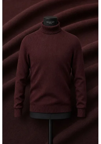 Pull col roulé bordeaux — sur mesure — Costume Privé Paris
