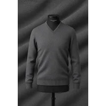 Pull col V gris — sur mesure — Costume Privé Paris