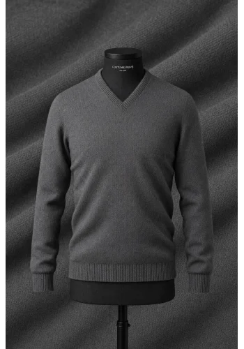 Pull col V gris — sur mesure — Costume Privé Paris