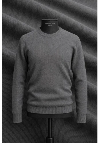 Pull col rond gris — sur mesure — Costume Privé Paris