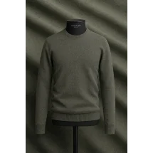 Pull col rond vert olive — sur mesure — Costume Privé Paris