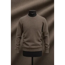 Pull col rond brun — sur mesure — Costume Privé Paris