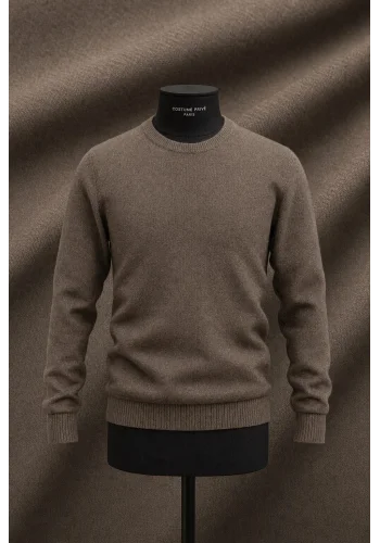 Pull col rond brun — sur mesure — Costume Privé Paris