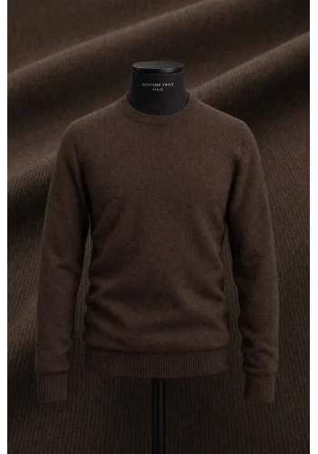 Pull col rond marron — sur mesure — Costume Privé Paris